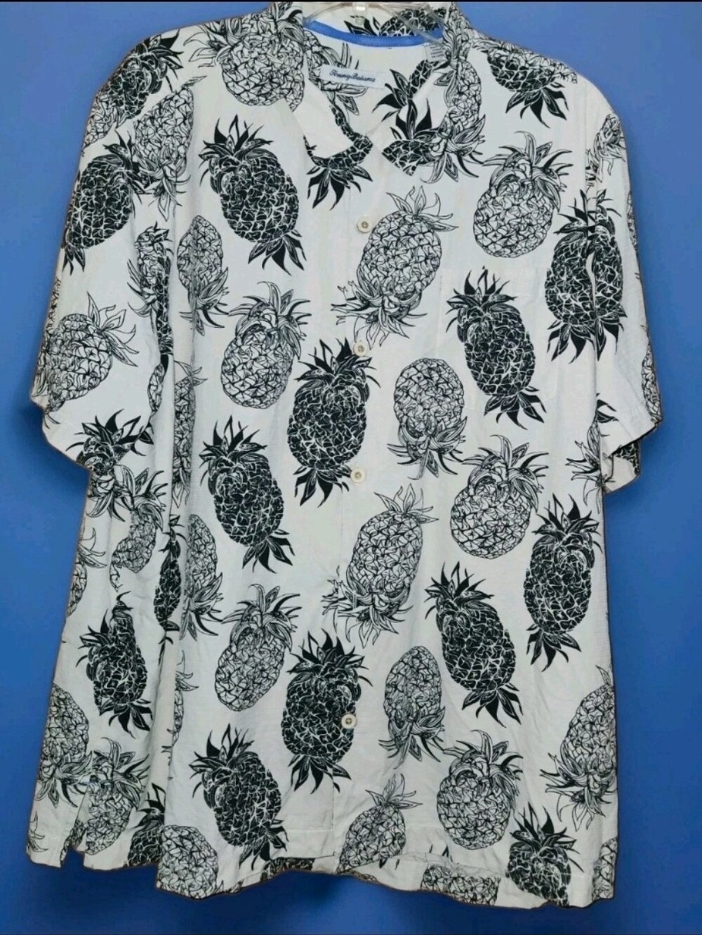 Tommy Bahamas Pineapple Button Up Shirt 100% Silk Size XXL